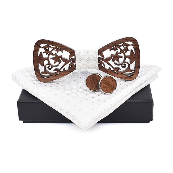 Juego de 3 pajaritas de madera con forma de estrella hueca creativas para hombre