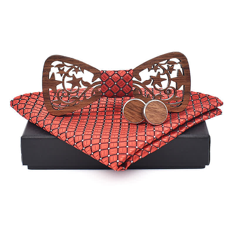 Juego de 3 pajaritas de madera con forma de estrella hueca creativas para hombre