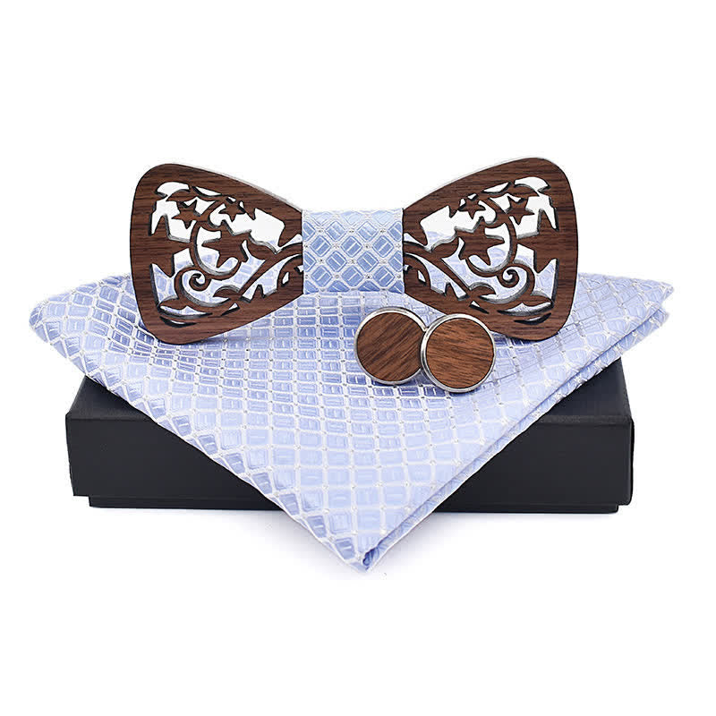 Juego de 3 pajaritas de madera con forma de estrella hueca creativas para hombre
