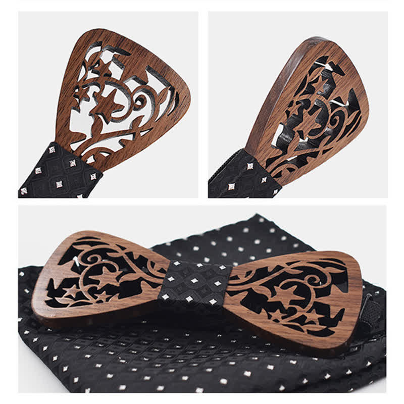 Juego de 3 pajaritas de madera con forma de estrella hueca creativas para hombre