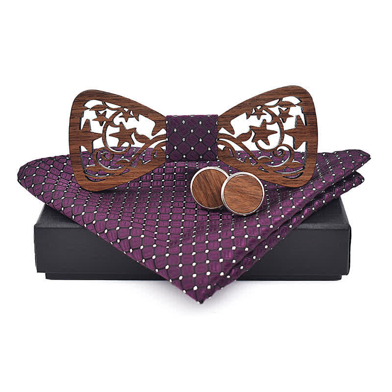 Juego de 3 pajaritas de madera con forma de estrella hueca creativas para hombre