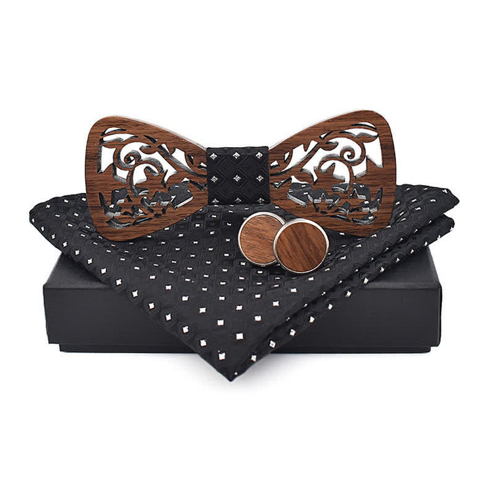Juego de 3 pajaritas de madera con forma de estrella hueca creativas para hombre