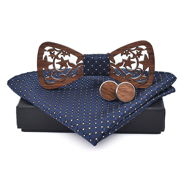 Juego de 3 pajaritas de madera con forma de estrella hueca creativas para hombre