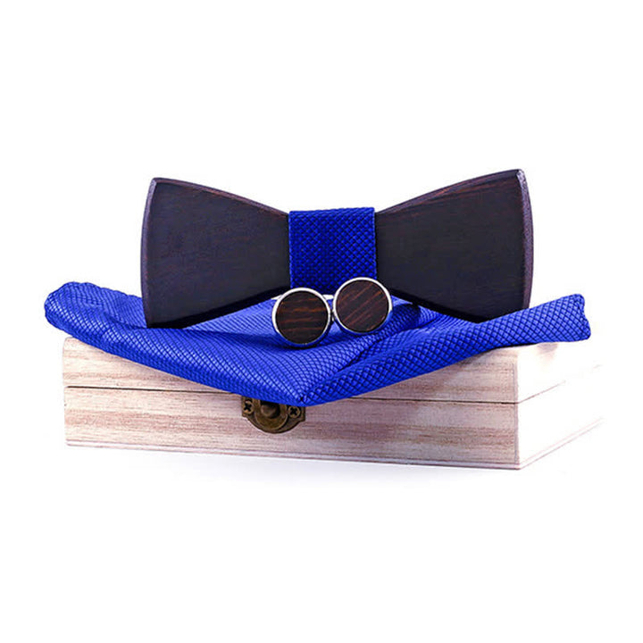 Juego de 3 pajaritas clásicas de madera negra retro para hombre