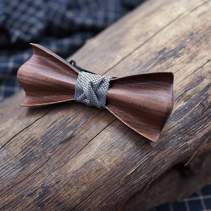 Juego de 2 pajaritas de madera de nogal negro con diseño 3D para hombre