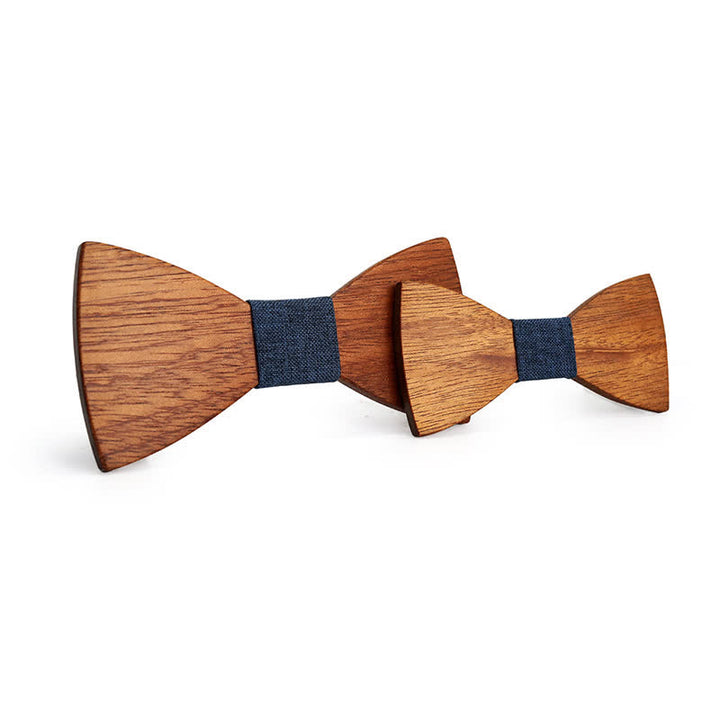 Juego de 2 pajaritas de madera maciza natural para padres e hijos para hombres