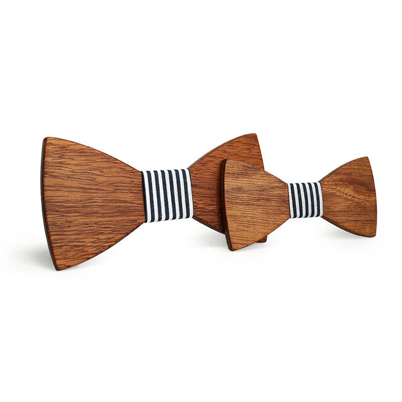 Juego de 2 pajaritas de madera maciza natural para padres e hijos para hombres