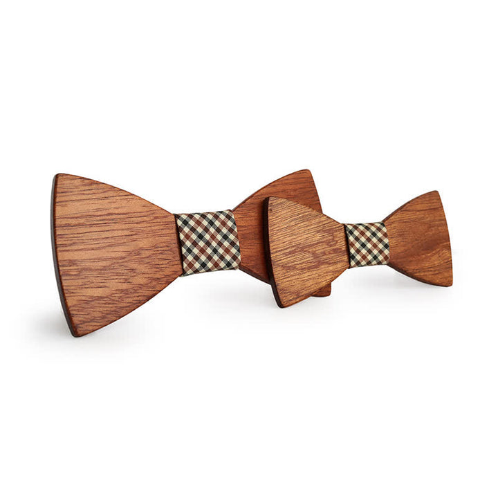 Juego de 2 pajaritas de madera maciza natural para padres e hijos para hombres