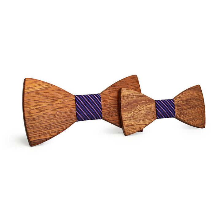 Juego de 2 pajaritas de madera maciza natural para padres e hijos para hombres