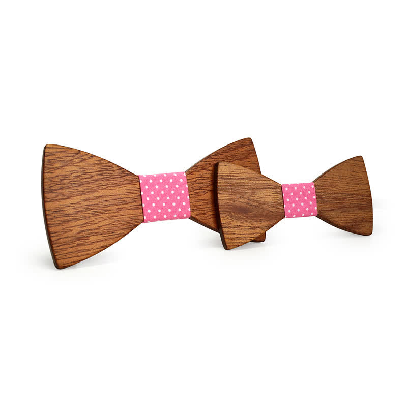 Juego de 2 pajaritas de madera maciza natural para padres e hijos para hombres