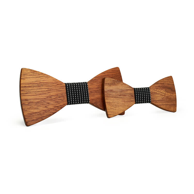 Juego de 2 pajaritas de madera maciza natural para padres e hijos para hombres