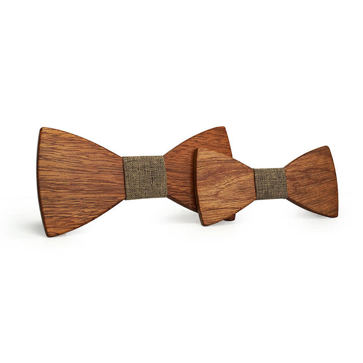 Juego de 2 pajaritas de madera maciza natural para padres e hijos para hombres
