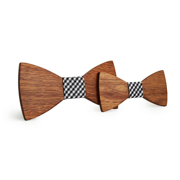 Juego de 2 pajaritas de madera maciza natural para padres e hijos para hombres