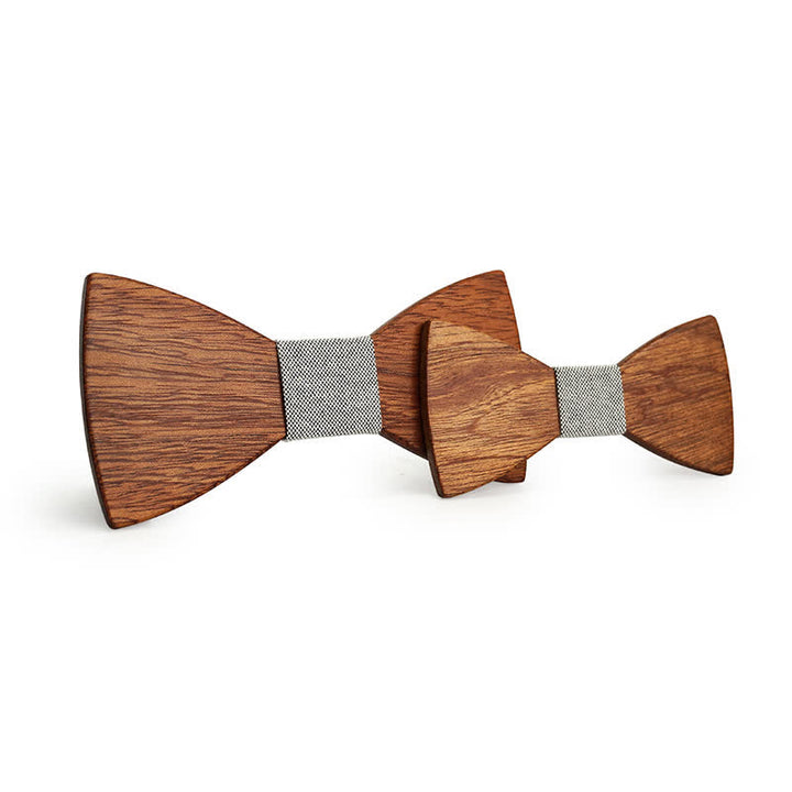 Juego de 2 pajaritas de madera maciza natural para padres e hijos para hombres