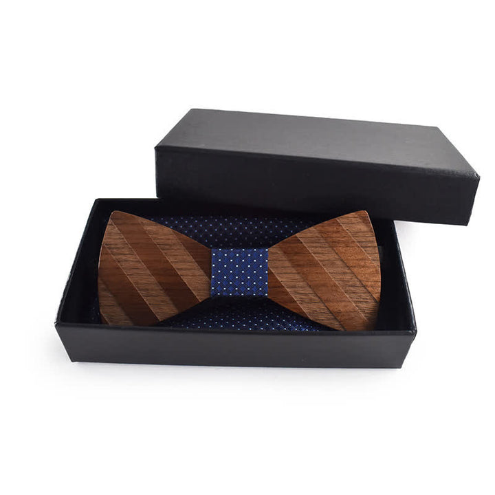Juego de 4 pajaritas de madera con diseño de rayas formales para hombre