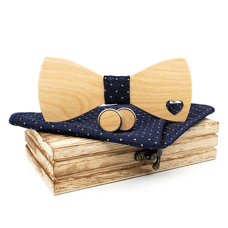 Juego de 3 pajaritas de madera con forma de corazón hueco para hombre