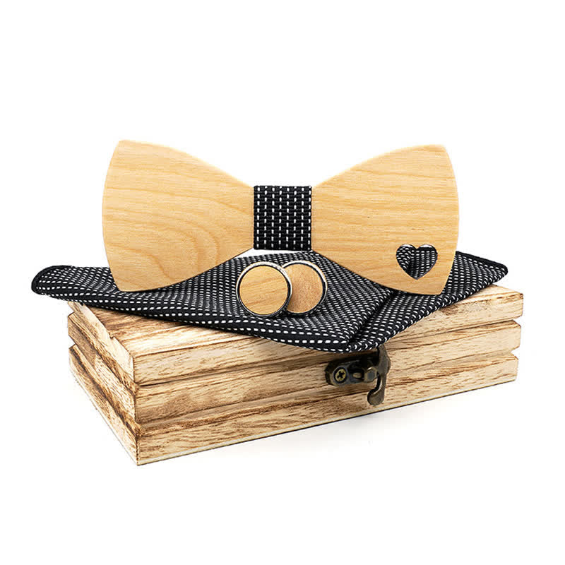 Juego de 3 pajaritas de madera con forma de corazón hueco para hombre