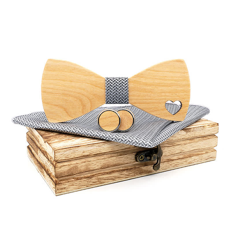 Juego de 3 pajaritas de madera con forma de corazón hueco para hombre