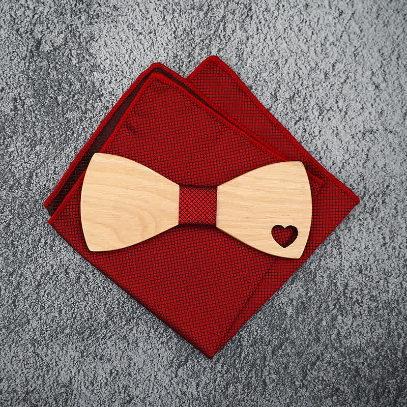 Juego de 3 pajaritas de madera con forma de corazón hueco para hombre