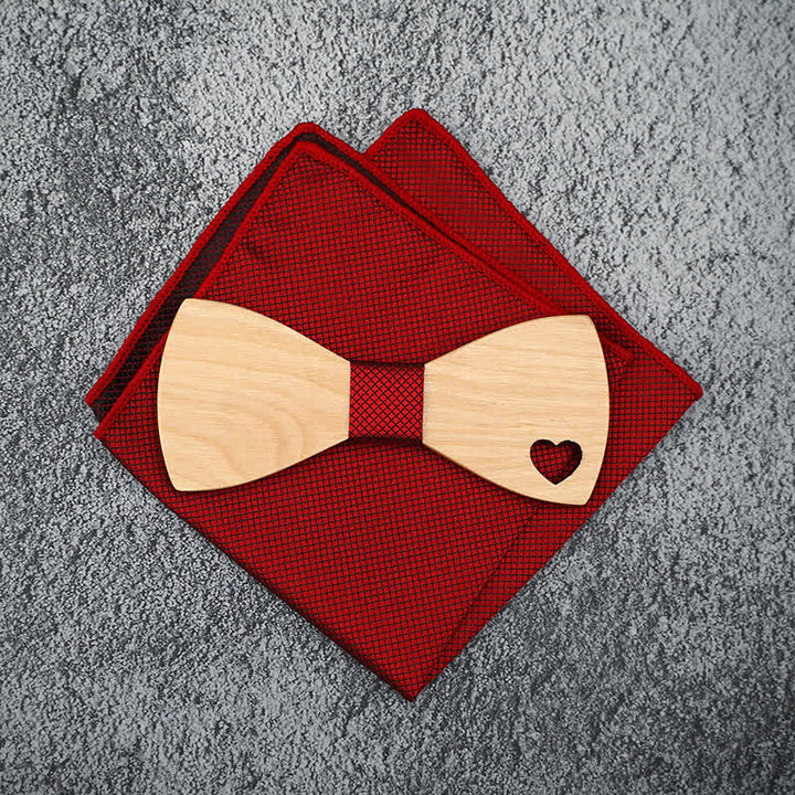 Juego de 3 pajaritas de madera con forma de corazón hueco para hombre