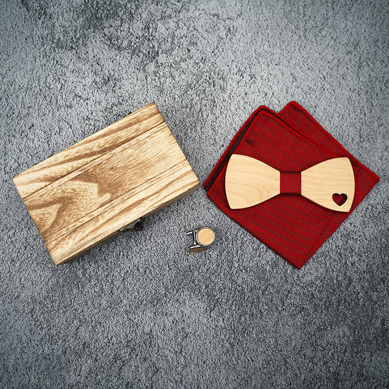 Juego de 3 pajaritas de madera con forma de corazón hueco para hombre