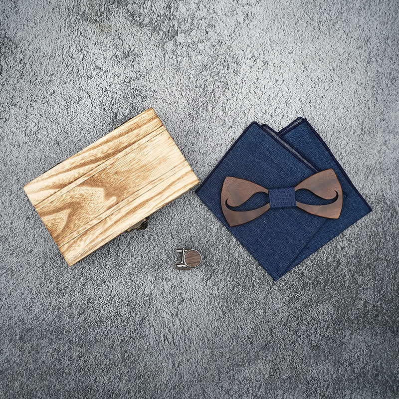 Juego de 3 pajaritas de madera con bigote hueco divertido para hombre - image 2
