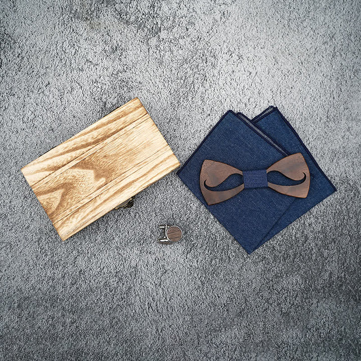 Juego de 3 pajaritas de madera con bigote hueco divertido para hombre - image 2