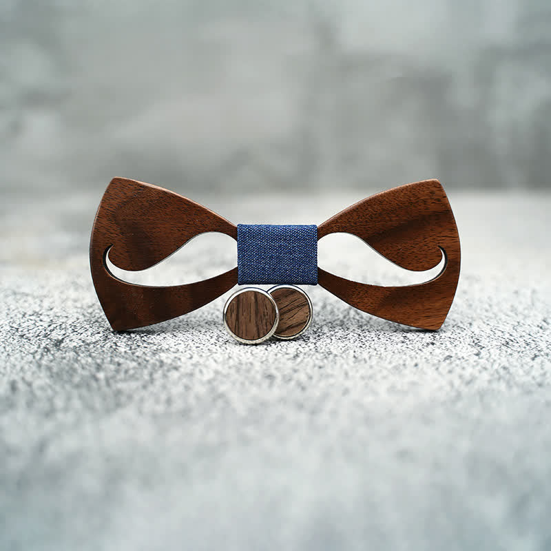 Juego de 3 pajaritas de madera con bigote hueco divertido para hombre - image 4