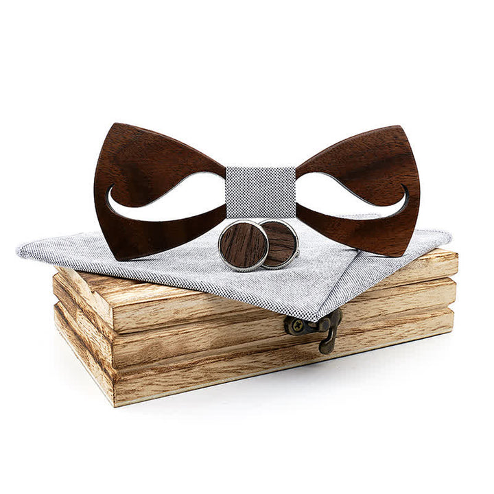 Juego de 3 pajaritas de madera con bigote hueco divertido para hombre - Gris claro - image 10