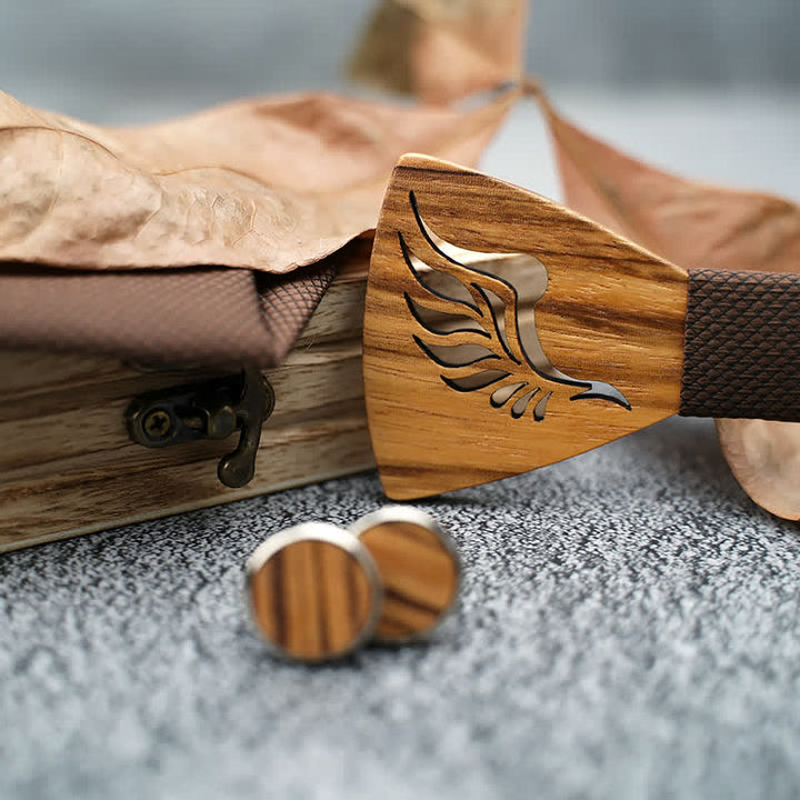Juego de 3 pajaritas de madera con alas en ángulo hueco para hombre