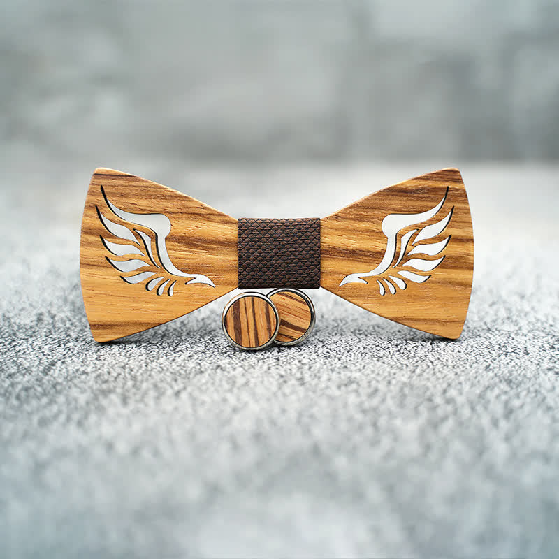 Juego de 3 pajaritas de madera con alas en ángulo hueco para hombre
