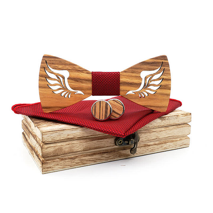 Juego de 3 pajaritas de madera con alas en ángulo hueco para hombre