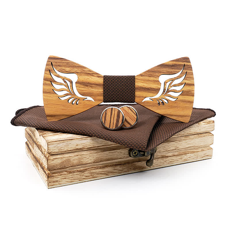 Juego de 3 pajaritas de madera con alas en ángulo hueco para hombre