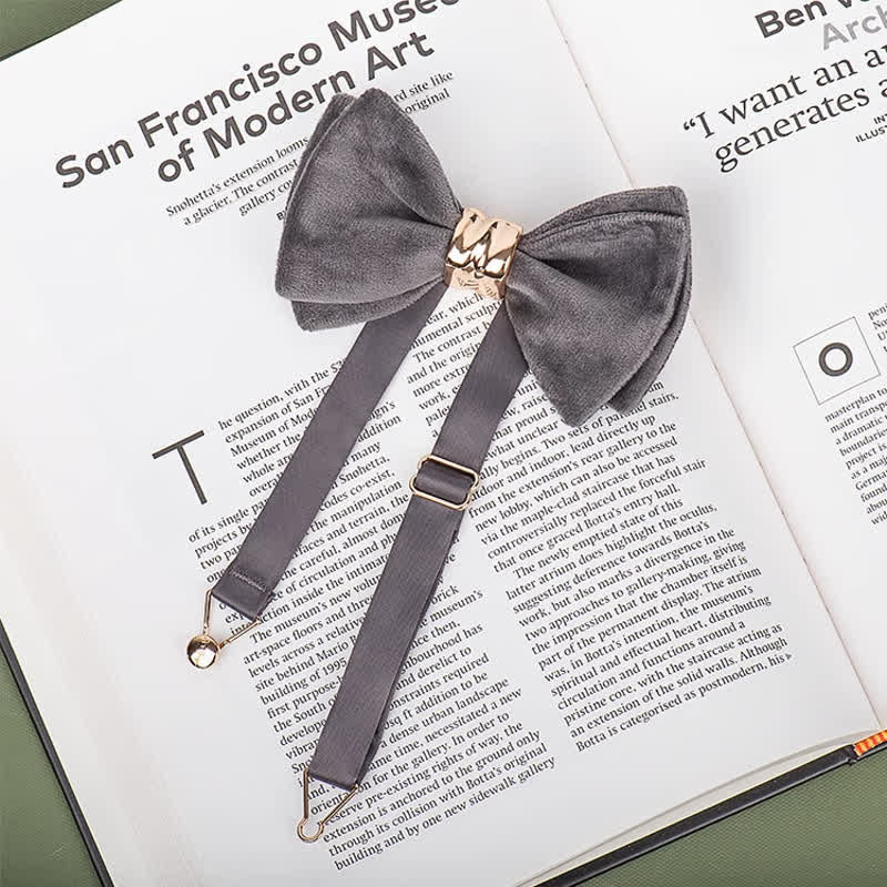 Pajarita estilo mariposa terciopelo de metal de color oro rosa para hombre