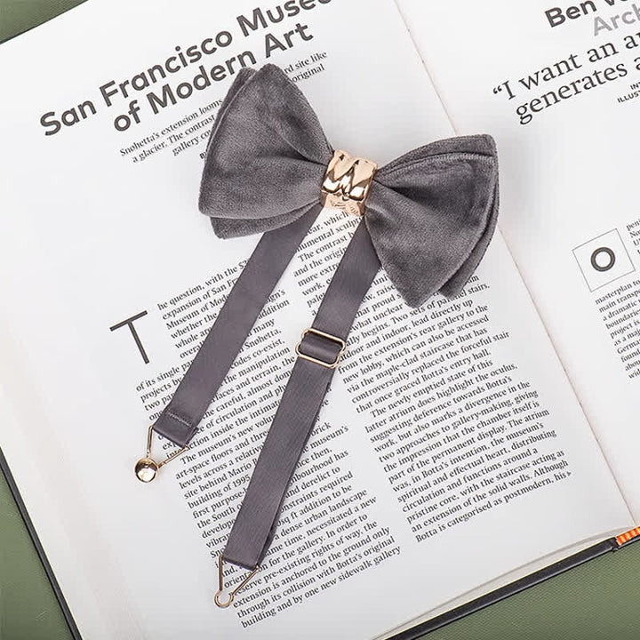 Pajarita estilo mariposa terciopelo de metal de color oro rosa para hombre