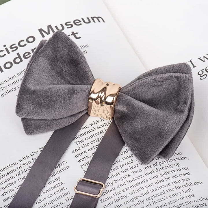 Pajarita estilo mariposa terciopelo de metal de color oro rosa para hombre