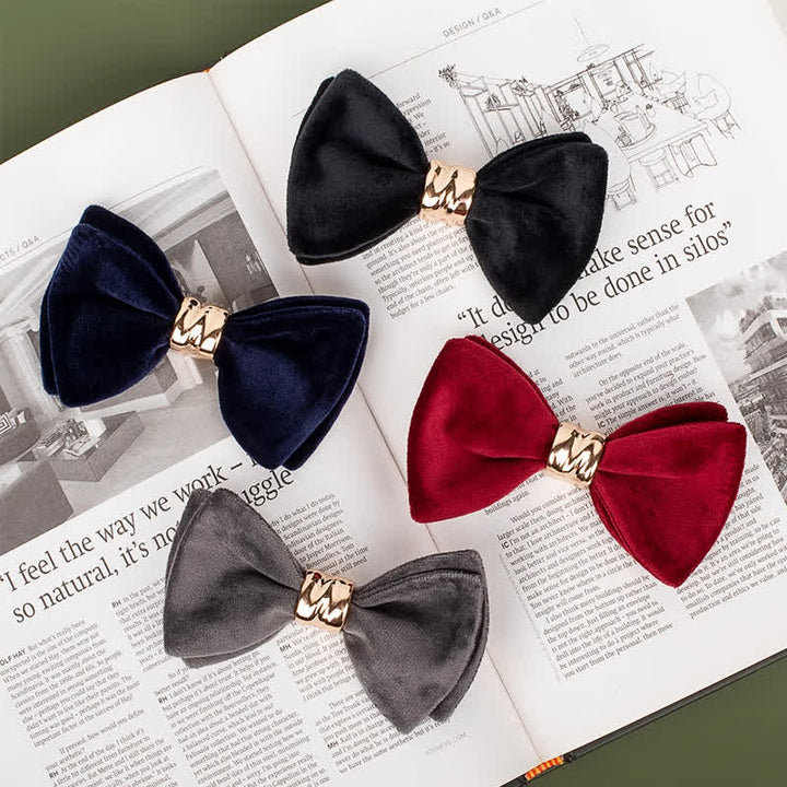 Pajarita estilo mariposa terciopelo de metal de color oro rosa para hombre