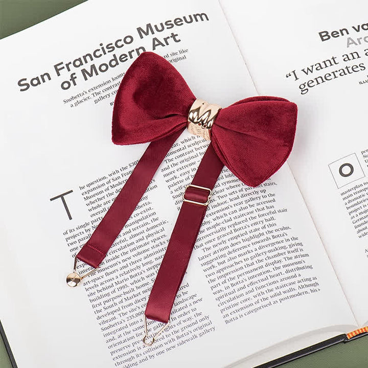 Pajarita estilo mariposa terciopelo de metal de color oro rosa para hombre