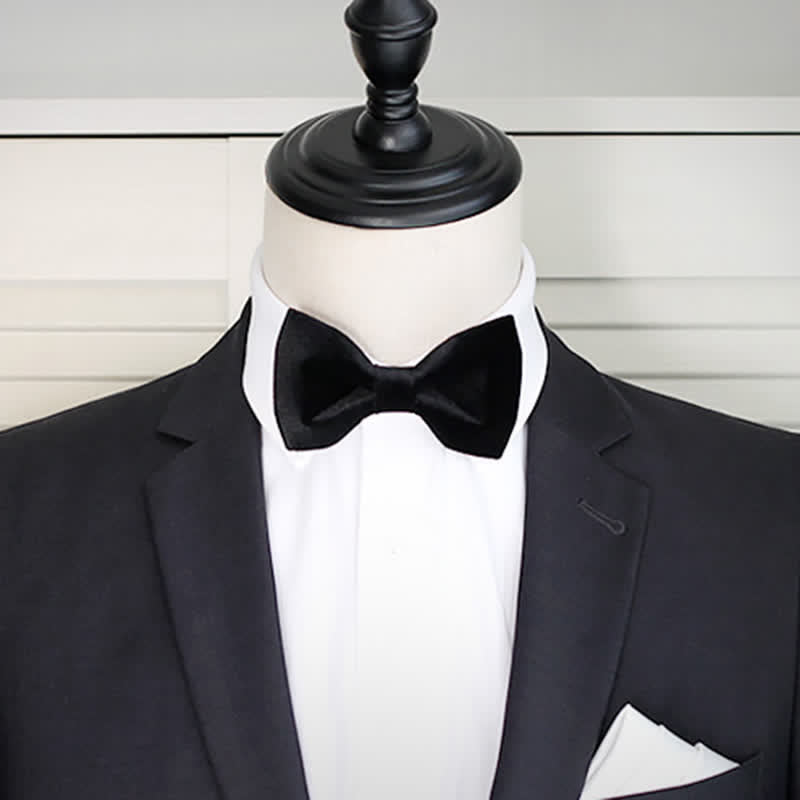 Pajarita de boda de terciopelo negro liso y noble para hombre
