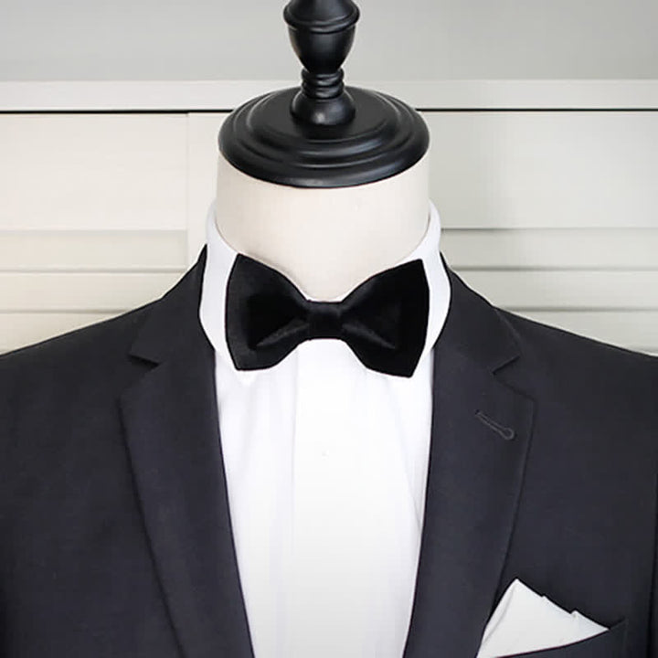 Pajarita de boda de terciopelo negro liso y noble para hombre