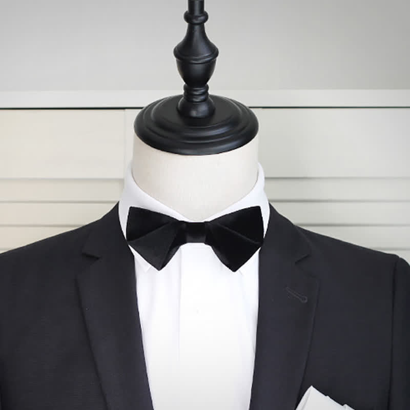 Pajarita de boda de terciopelo negro liso y noble para hombre