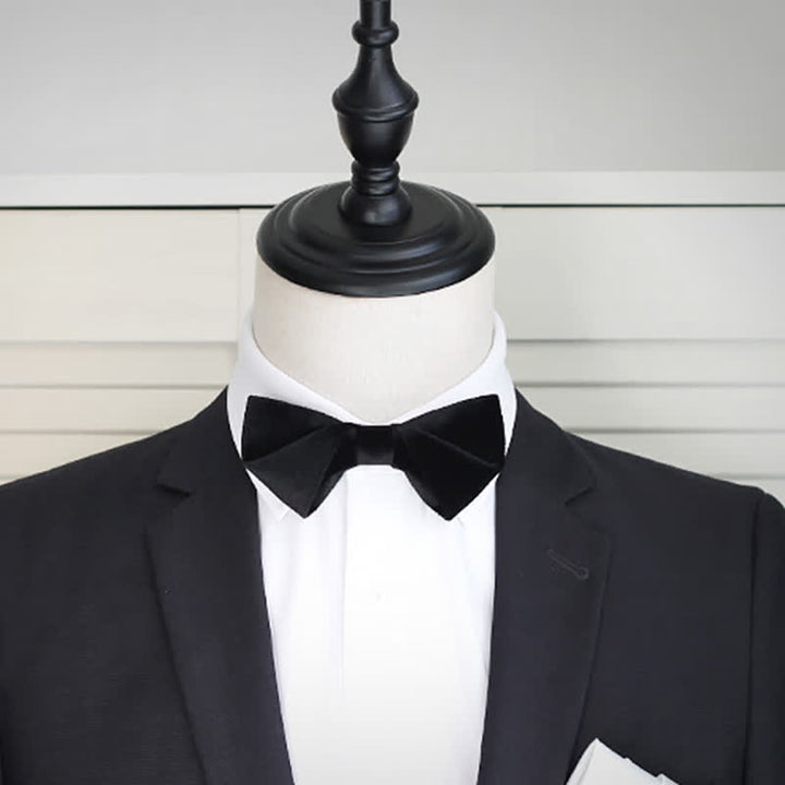 Pajarita de boda de terciopelo negro liso y noble para hombre