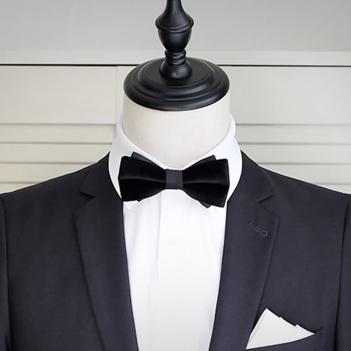 Pajarita de boda de terciopelo negro liso y noble para hombre
