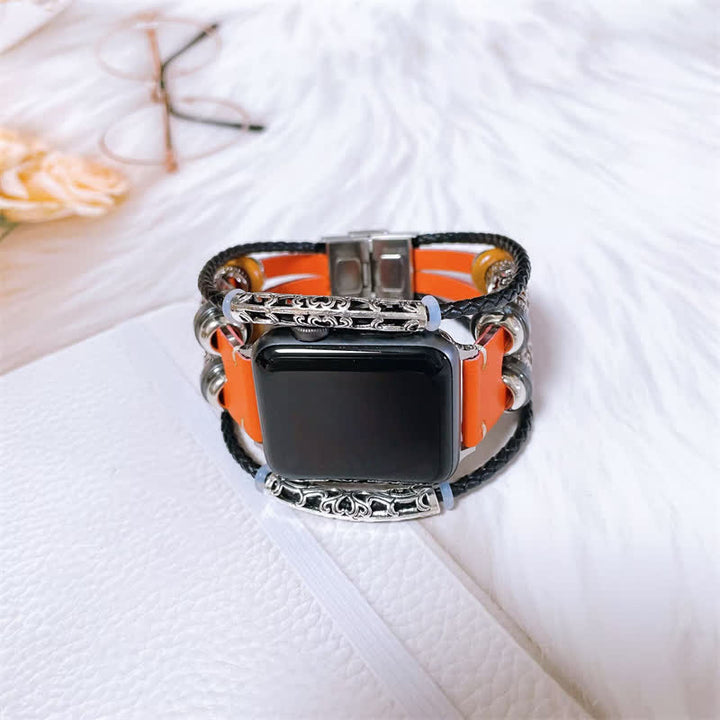Correa de reloj retro con puño de metal multicapa
