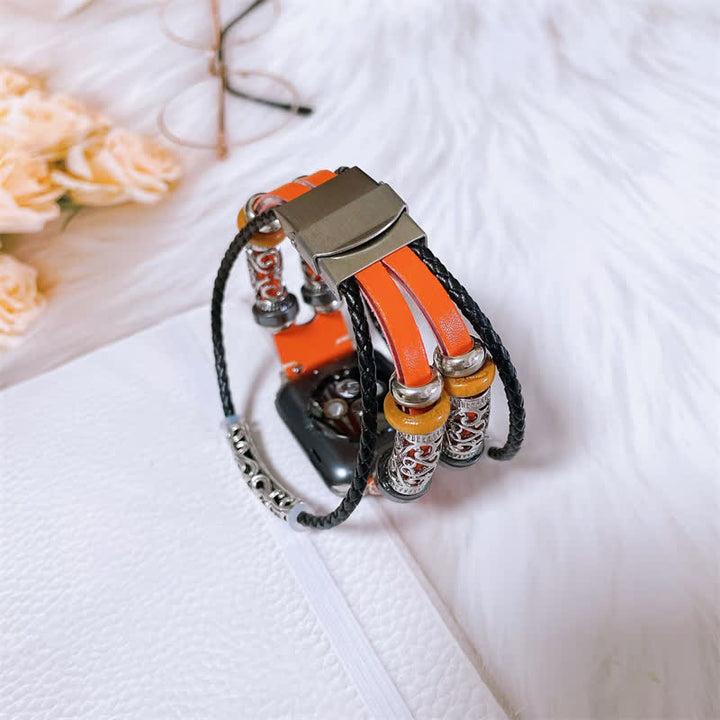 Correa de reloj retro con puño de metal multicapa
