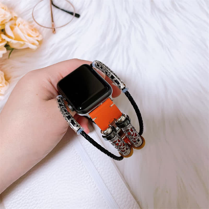 Correa de reloj retro con puño de metal multicapa