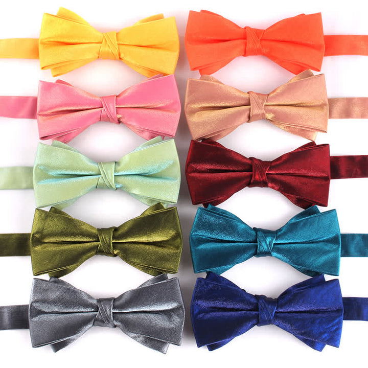 Pajarita de color liso con doble capa brillante para hombre