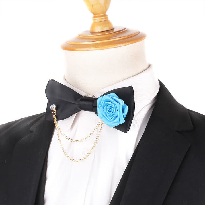 Pajarita elegante con decoración de cadena dorada rosa para hombre