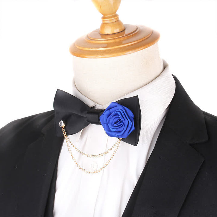 Pajarita elegante con decoración de cadena dorada rosa para hombre