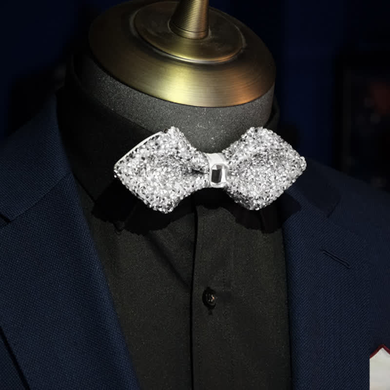 Pajarita con gemas y brillantes diamantes de imitación blancos para hombre